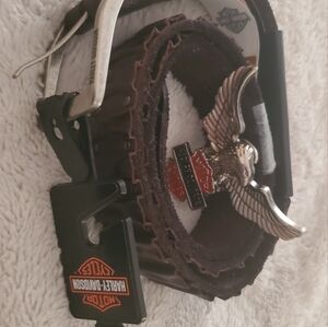 HARLEY-DAVIDSON NEW BLACK LEATHER BELT. SZ 32/34 NWT